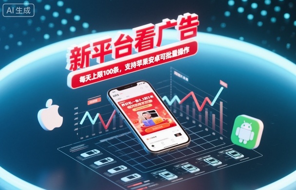 新平台看广告，养好机一条0.3到5米，每天上限100条，支持苹果安卓可批量操作-超级会员网