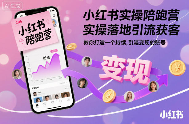 小红书实操陪跑营，实操落地引流获客，教你打造一个持续引流变现的账号-超级会员网