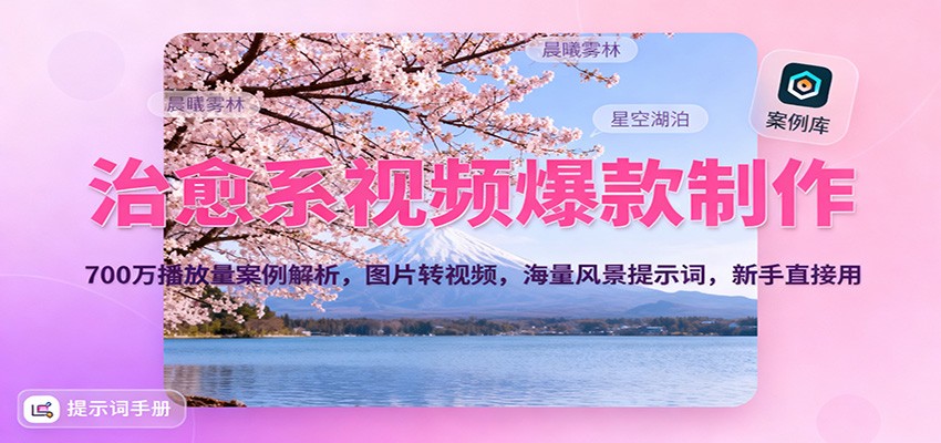 治愈系视频爆款制作，700万播放量案例解析，图片转视频，海量风景提示词，新手直接用-超级会员网