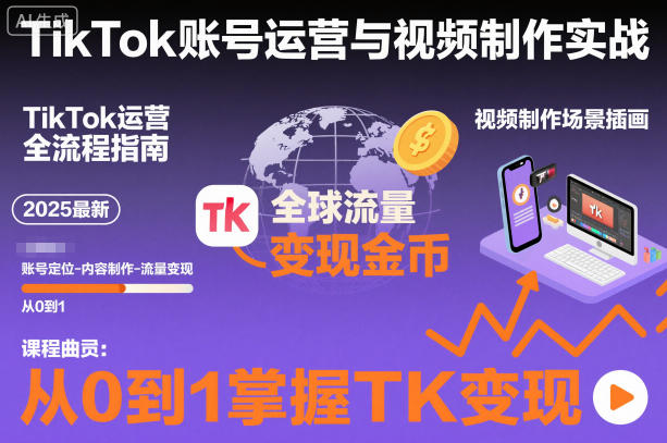 2025最新TikTok账号运营与视频制作实战全流程，从0到1掌握TK变现(含11月最新TK搬运技术)-超级会员网