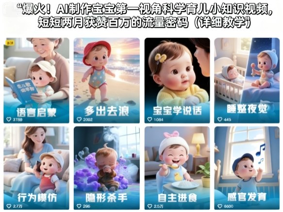 爆火！AI制作宝宝第一视角科学育儿小知识视频，短短两月获赞百万的流量密码(详细教学)-超级会员网