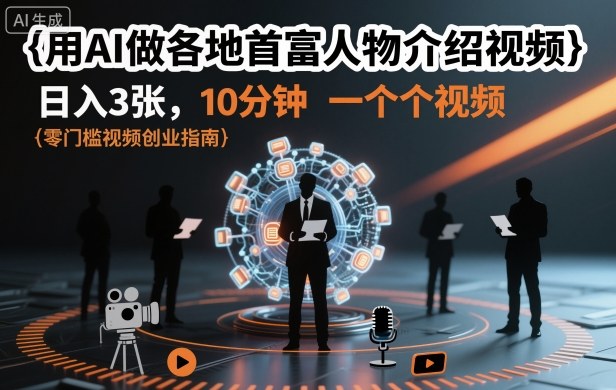 用AI做各地首富人物介绍视频，日入3张，10分钟一个视频-超级会员网