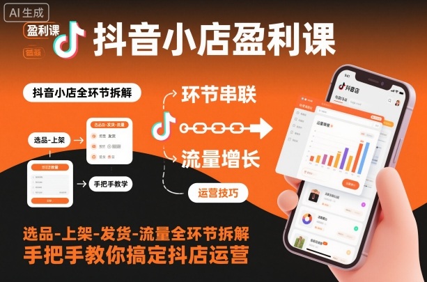 抖音小店盈利课-选品-上架-发货-流量全环节拆解，手把手教你搞定抖店运营-超级会员网