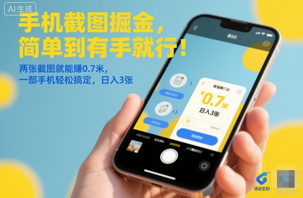 手机截图掘金，简单到有手就行！两张截图就能賺0.7米，一部手机轻松搞定，日入3张【揭秘】-超级会员网