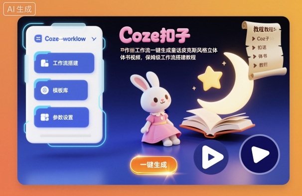 Coze扣子工作流一键生成童话皮克斯风格立体书视频，保姆级工作流搭建教程-超级会员网