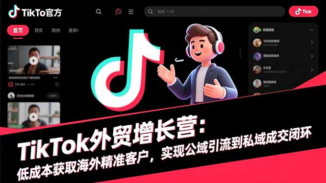 TikTok外贸增长营：低成本获取海外精准客户，实现公域引流到私域成交闭环-超级会员网