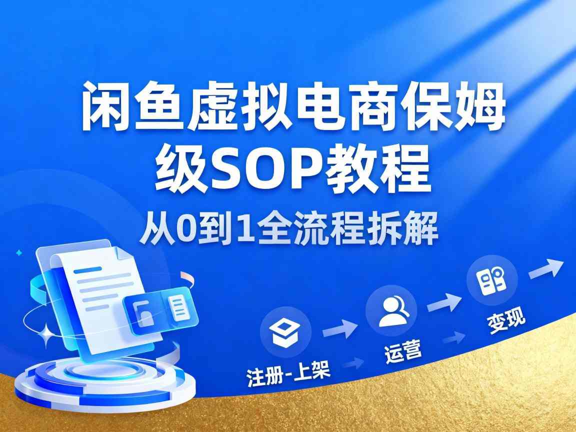 闲鱼虚拟电商，月入轻松过1W，保姆级SOP教程-超级会员网