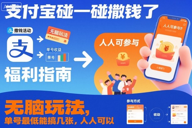 支付宝碰一碰撒钱了，无脑玩法，单号最低能搞几张，人人可以撸【揭秘】-超级会员网