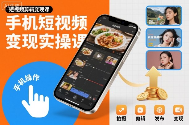 手机短视频变现实操课，短视频剪辑变现课-超级会员网