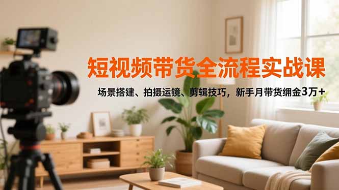 短视频带货全流程实战课，场景搭建、拍摄运镜、剪辑技巧，新手月带货佣金3万+-超级会员网