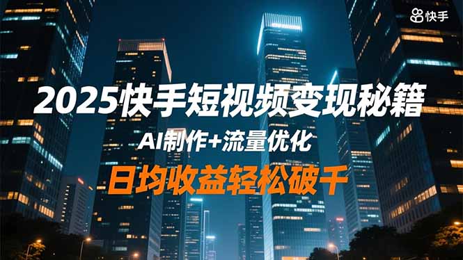 2025快手短视频变现秘籍，AI制作+流量优化，日均收益轻松破千-超级会员网