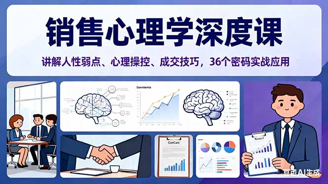 销售心理学深度课，讲解人性弱点、心理操控、成交技巧，36个密码实战应用-超级会员网