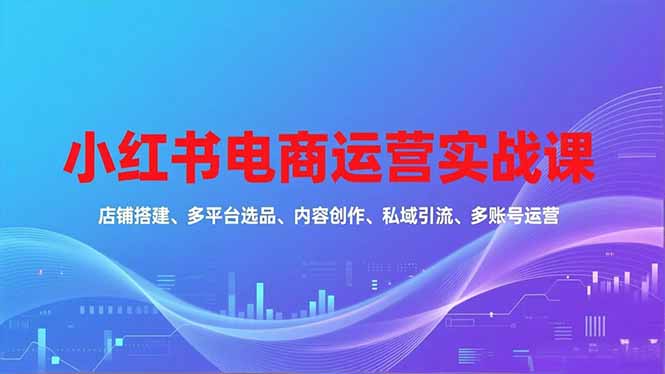 小红书电商运营实战课，店铺搭建、多平台选品、内容创作、私域引流、多账号运营等玩法-超级会员网
