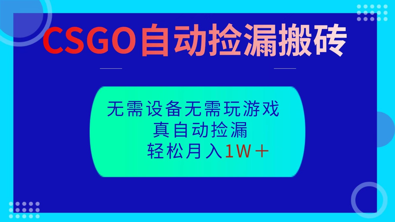 CSGO自动捡漏搬砖,当天操作当天见结果,无需了解游戏,包教包会包落地-超级会员网