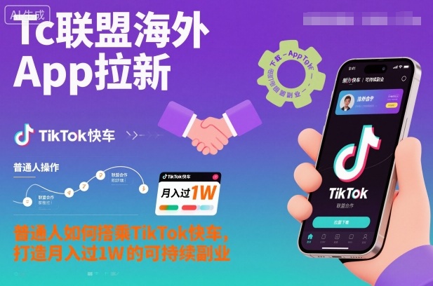 Tc联盟海外App拉新：普通人如何搭乘TikTok快车，打造月入过1W的可持续副业-超级会员网