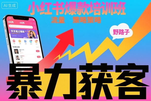 小红书爆款培训班，小红书获客野路子流量打法，暴力持续获客-超级会员网