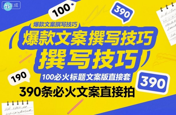 爆款文案撰写技巧，100个必火标题文案模版直接套，390条必火文案直接拍-超级会员网