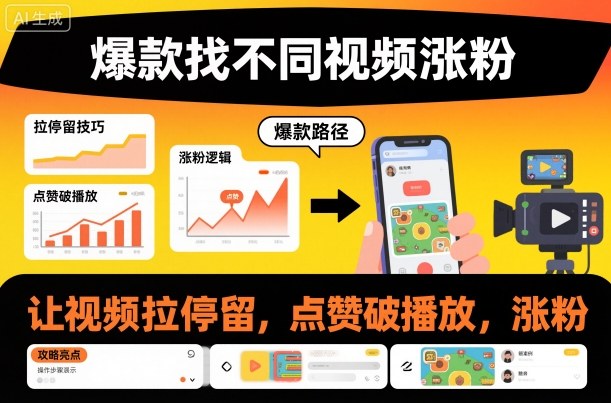 爆款找不同视频涨粉，让视频拉停留，实现点赞，破播放，涨粉-超级会员网