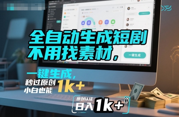 全自动生成短剧，不用找素材，不用剪辑，一键生成，秒过原创，小白也能轻松日入1k+【揭秘】-超级会员网