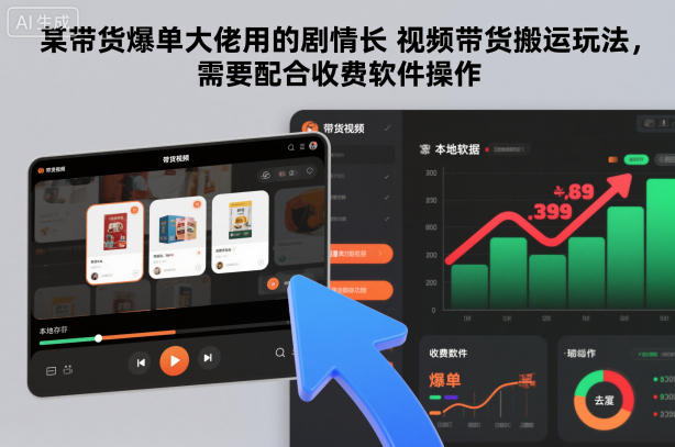 某带货爆单大佬用的剧情长视频带货搬运玩法，需要配合收费软件操作-超级会员网