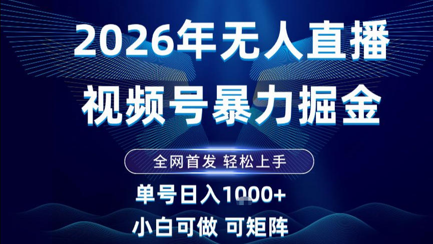 2026最新视频号无人直播掘金，全网首发，小白可以玩，长期稳定日入1k+【揭秘】-超级会员网