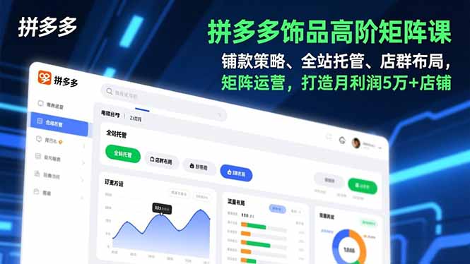 拼多多饰品高阶矩阵课，铺款策略、全站托管、店群布局，矩阵运营，打造月利润5万+店铺-超级会员网