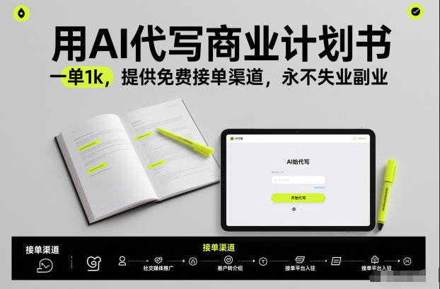 用AI代写商业计划书，一单1k，提供免费接单渠道，永不失业副业-超级会员网