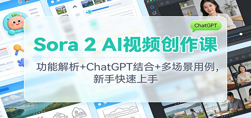 Sora 2 AI视频创作课：功能解析+ChatGPT结合+多场景用例，新手快速上手-超级会员网