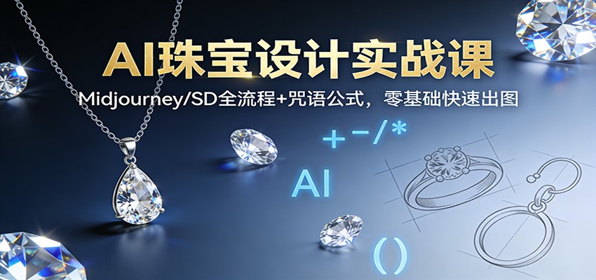 AI珠宝设计实战课：Midjourney/SD全流程+咒语公式，零基础快速出图-超级会员网