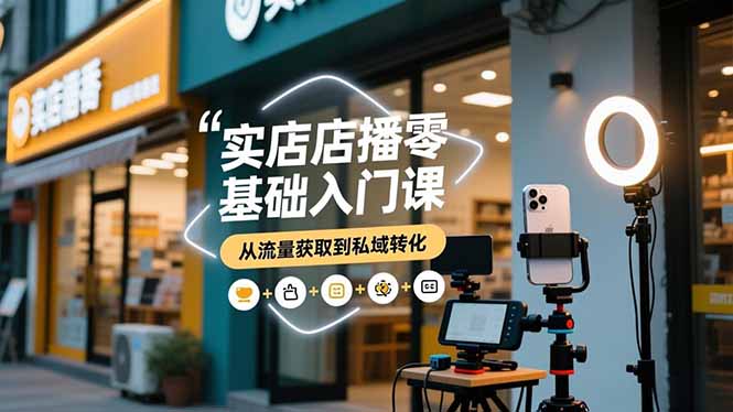 实体店播零基础入门课，实体店+短视频+直播+微信生态+私域社群，从流量获取到私域转化-超级会员网