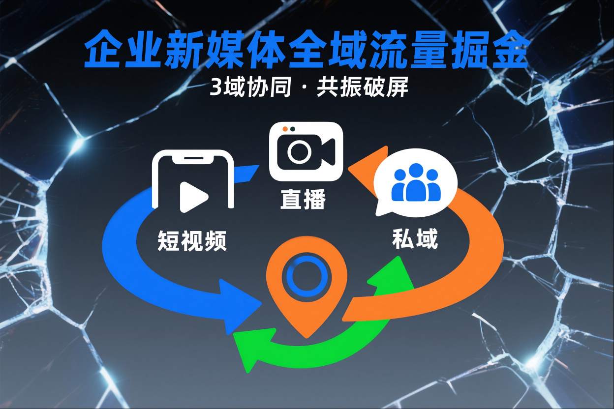 短视频全域商业模式，企业新媒体全域流量掘金，3域协同，共振破屏，短视频-直播-私域-地域-超级会员网