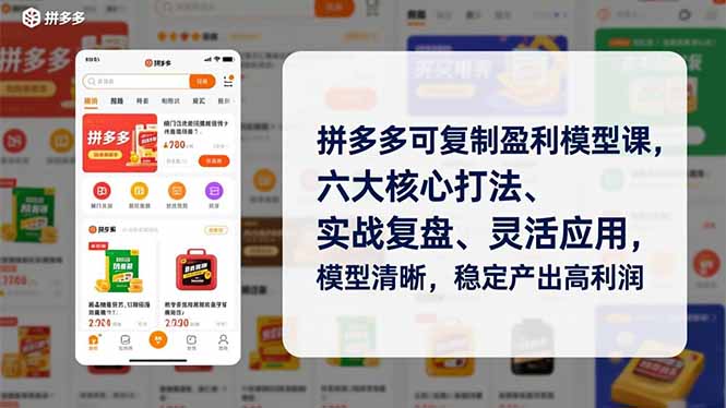 拼多多可复制盈利模型课，六大核心打法、实战复盘、灵活应用，模型清晰，稳定产出高利润-超级会员网