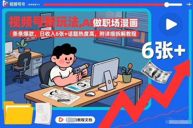 视频号新玩法，AI做职场漫画，条条爆款，日收入6张+话题热度高，附详细拆解教程-超级会员网