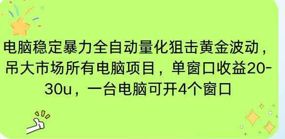 电脑EA策略挂机项目单窗口收益20-30u，单电脑可挂5-10个窗口收益稳健4位数-超级会员网