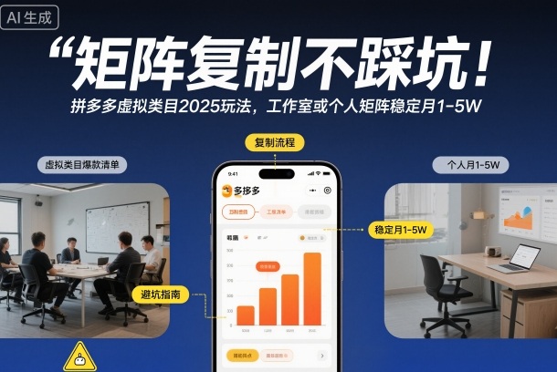 矩阵复制不踩坑！拼多多虚拟类目2025玩法，工作室或者个人矩阵稳定月1-5W【揭秘】-超级会员网