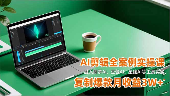 AI剪辑全案例实操课，融入即梦AI、豆包AI、星绘AI等工具实操，复制爆款月收益3W+-超级会员网