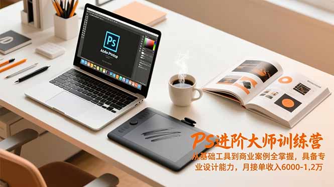 PS进阶大师训练营，从基础工具到商业案例全掌握，具备专业设计能力，月接单收入6000-1.2万-超级会员网
