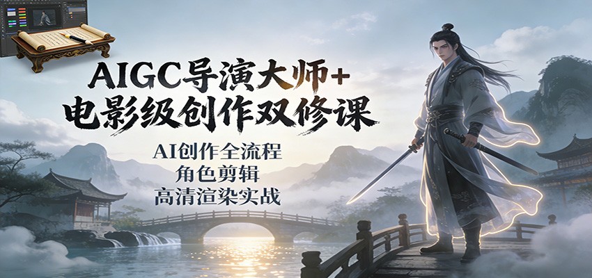 AIGC导演大师+电影级创作双修课：AI创作全流程、角色剪辑、高清渲染实战-超级会员网