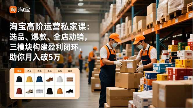 淘宝高阶运营私家课：选品、爆款、全店动销，三模块构建盈利闭环，助你月入破5万(更新12月-超级会员网