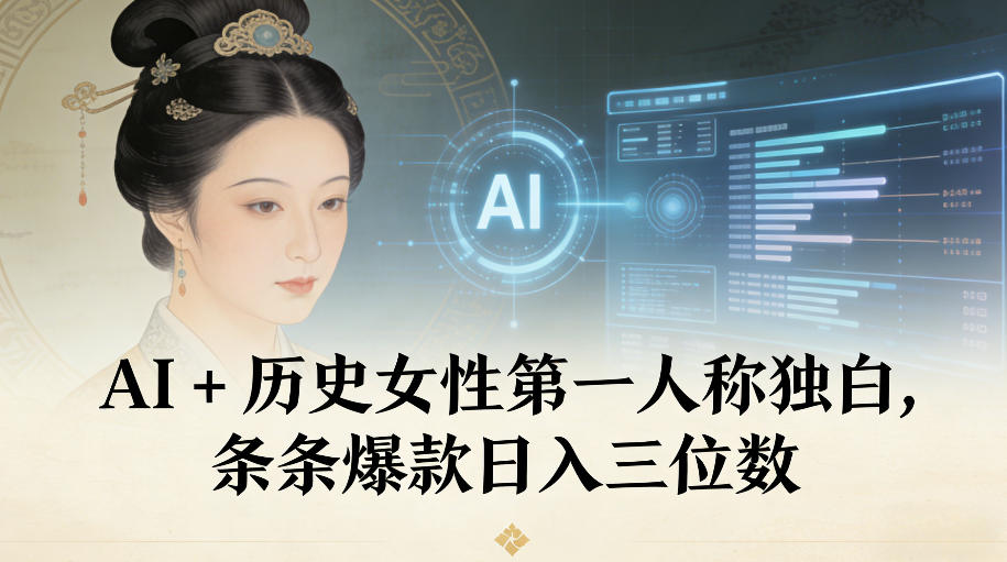 AI+历史女性第一人称独白，条条爆款日入三位数-超级会员网