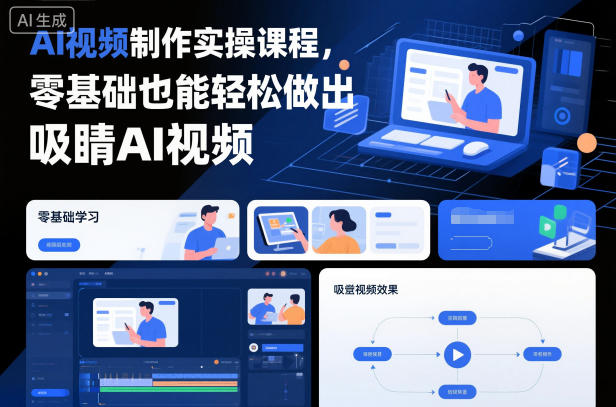 AI视频制作实操课程，零基础也能轻松做出吸睛AI视频-超级会员网