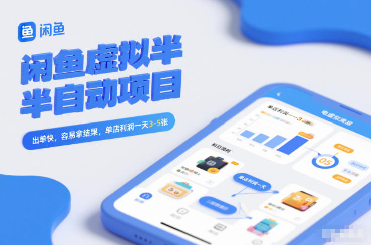闲鱼虚拟半自动项目，出单快，容易拿结果，单店利润一天3-5张-超级会员网