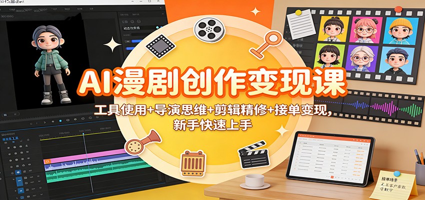 AI漫剧创作变现课：工具使用+导演思维+剪辑精修+接单变现，新手快速上手-超级会员网