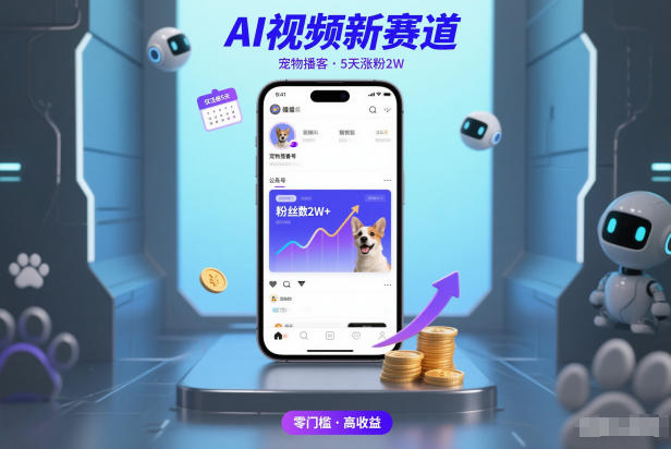 AI视频新赛道，宠物播客仅注册5天涨粉2W，收益非常可观-超级会员网