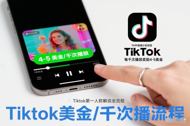 TK中视频计划项目，Tiktok第一人称解说流程，每干次播放奖励4-5美金-超级会员网