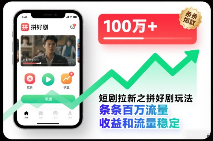 短剧拉新之拼好剧玩法，条条百万流量，收益和流量稳定-超级会员网