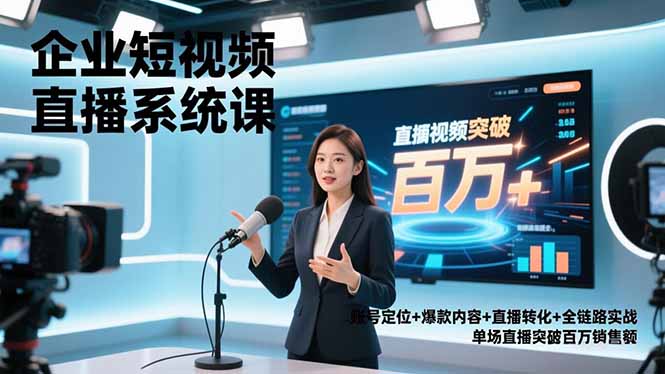 企业短视频直播系统课，账号定位+爆款内容+直播转化+全链路实战，单场直播突破百万销售额-超级会员网