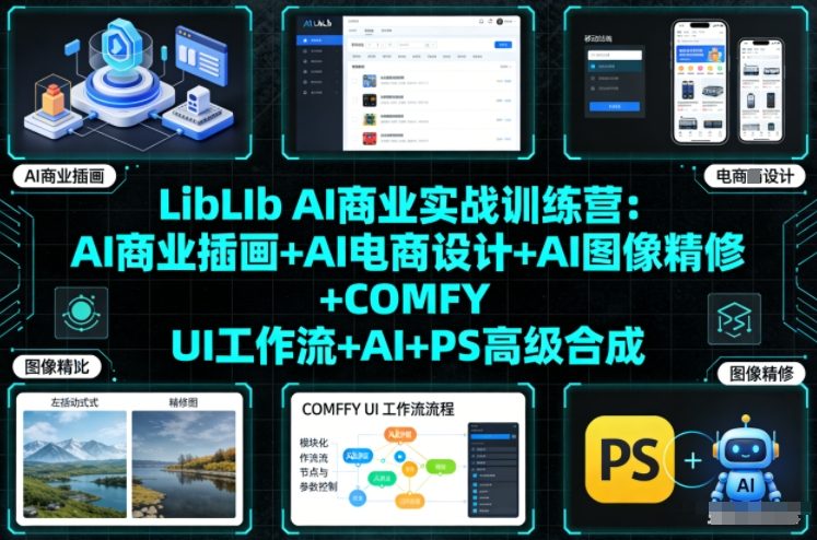 LibLIb AI商业实战训练营：AI商业插画+AI电商设计+AI图像精修+COMFY UI工作流+AI+PS高级合成-超级会员网