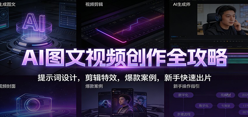 AI图文视频创作全攻略：提示词设计，剪辑特效，爆款案例，新手快速出片-超级会员网