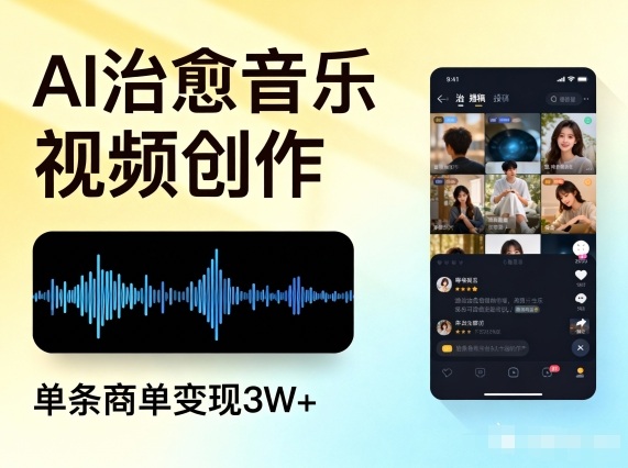 AI做治愈音乐视频，多平台投稿，单条商单变现3W+-超级会员网